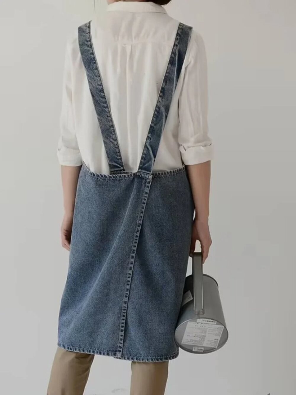 Japanese-Style Denim Apron Dress - Picture 5 of 6